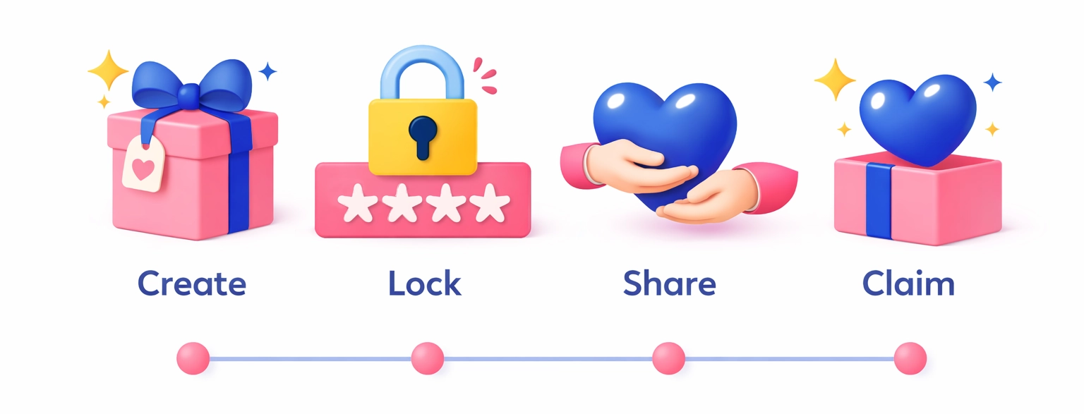 How it works — Create, Lock, Share, Claim